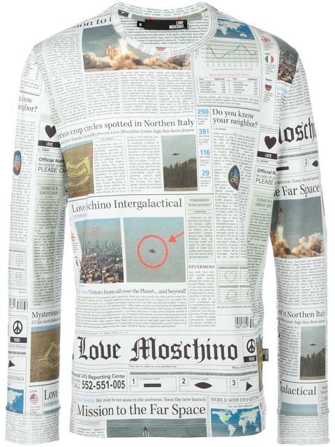 moschino newspaper print shirt