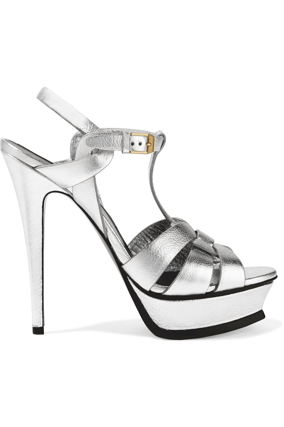 Saint Laurent Classic Tribute 105 Metallic Leather Sandals Modesens