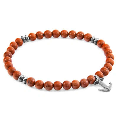 Anchor & Crew Red Jasper Starboard Silver And Stone Bracelet