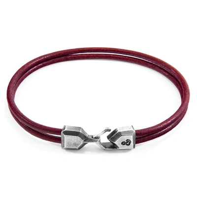 Anchor & Crew Bordeaux Red Cromer Silver & Round Leather Bracelet
