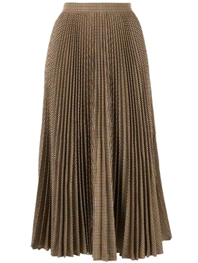 Gucci Houndstooth Check Pleated Skirt In Brown