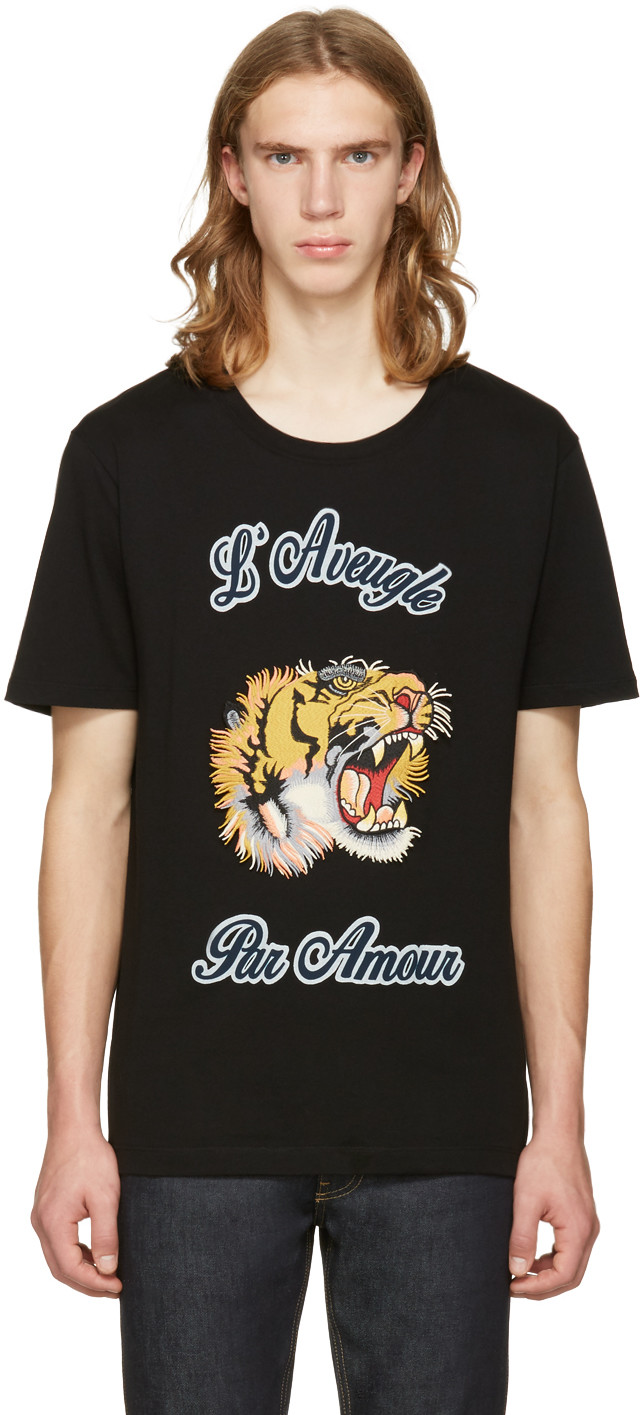 Gucci Tiger Patch Cotton Jersey T-shirt, Black | ModeSens