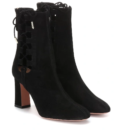 Aquazzura Medina 85 Suede Ankle Boots In Black