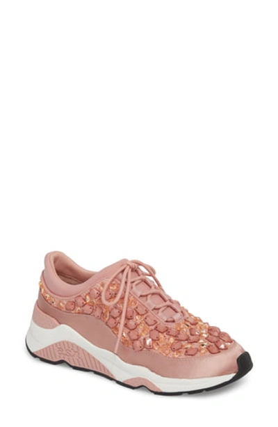 Ash Muse Crystal-embellished Satin Sneakers In Blush