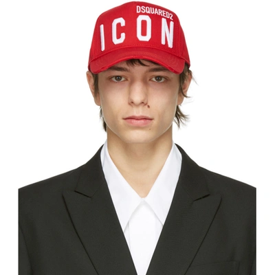 Dsquared2 Embroidered Icon Baseball Hat In Red
