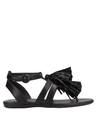 Hogan Toe Strap Sandals In Black