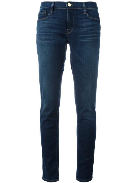 Frame Le Skinny Sidestep Hem Cropped Jeans In Blue | ModeSens
