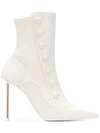 Alexander Mcqueen Embellished Leather Ankle Boots In White