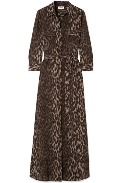 L Agence Cameron Leopard-print Silk Crepe De Chine Maxi Dress In Dark Olive Multi