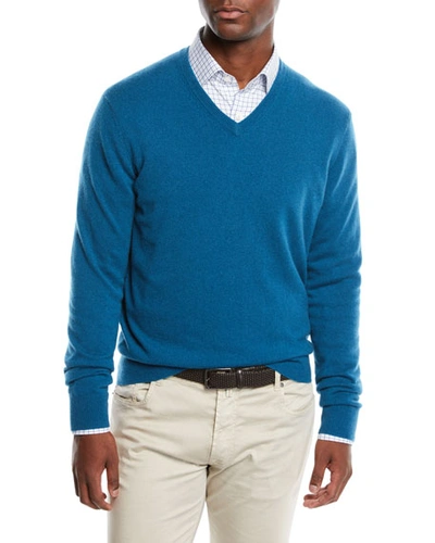 Neiman Marcus Men's Cloud Cashmere V-neck Sweater