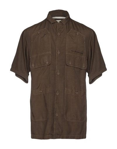 White Mountaineering Solid Color Shirt In Khaki