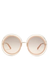 Chloé Carlina Trimmed Round Sunglasses In Brown