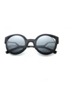 Fendi Floating Round Cat Eye Sunglasses, 49mm In Matte Shiny Black/dark Gray Mirror