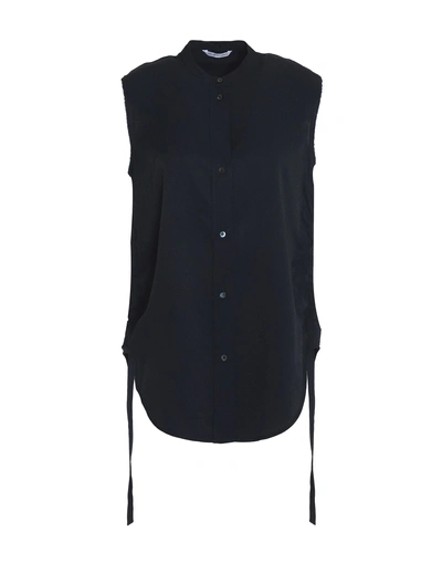 Helmut Lang Solid Color Shirts & Blouses In Dark Blue