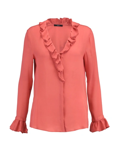 Etro Woman Shirt Brick Red Size 10 Silk