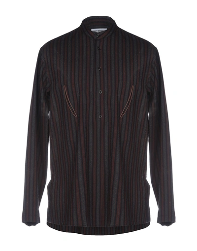 Umit Benan Striped Shirt In Dark Brown