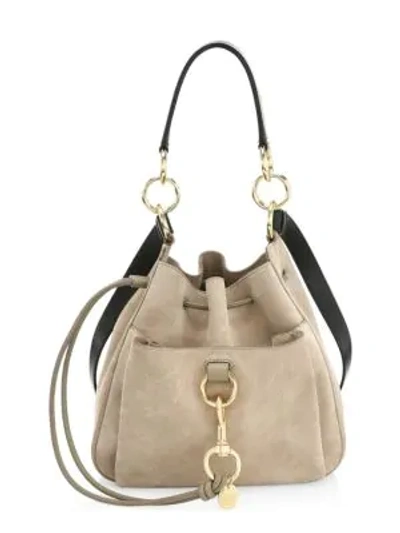 See By Chloé Mini Tony Suede Bucket Bag In Motty Grey