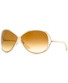 Tom Ford Miranda 68mm Open Temple Oversize Metal Sunglasses In Gold/brown
