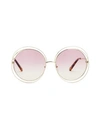 Chloé 38073 62mm Round Sunglasses In Gold Havana Pink