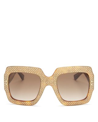 gucci oversize square sunglasses with crystals