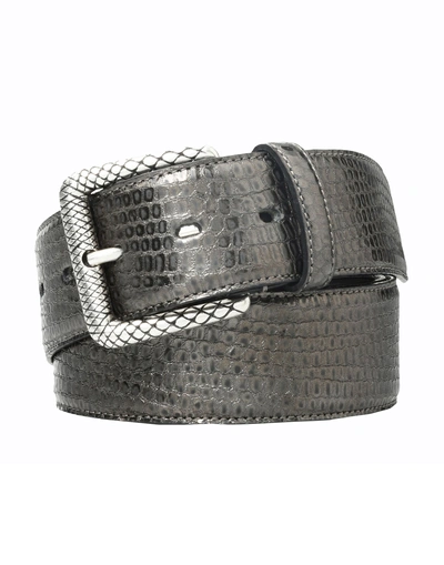 Just Cavalli Leather Belt In Steel Grey