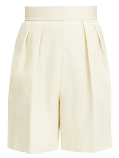 Theory High-waist Pleat-front Shorts In Light Linen