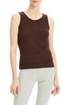 Theory Merletto Sleeveless Knit Shell In Dark Brown