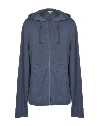 James Perse Sweatshirts In Slate Blue