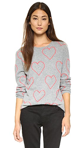 Chinti & Parker Allover Heart Sweater In Grey Marl/pop Pink | ModeSens