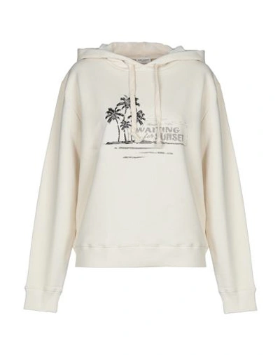 Saint Laurent Hooded Sweatshirt In Ivory