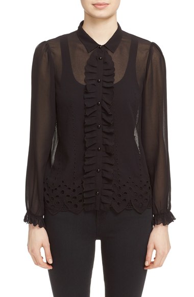The Kooples Embroidered Top In Black | ModeSens