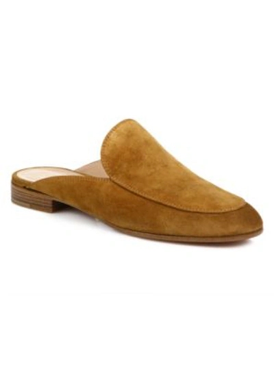 Gianvito Rossi Notched Flat Suede Mule Slide In Almond
