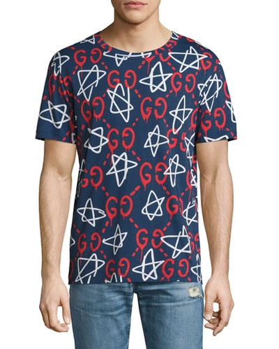 Gucci Ghost Star T-shirt, Navy | ModeSens