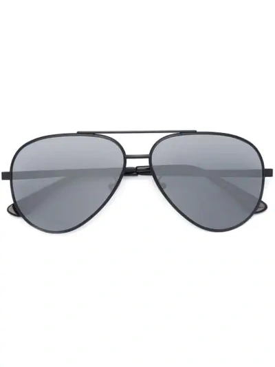 Saint Laurent Classic 11 Zero Base Mirrored Aviator Sunglasses In Black/gray Mirror