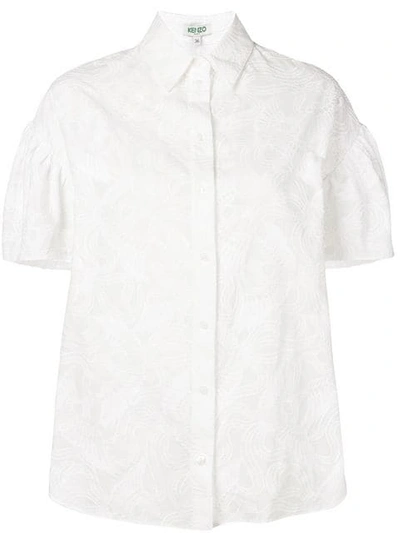 Kenzo Embroidered Point-collar Balloon-sleeve Shirt In White