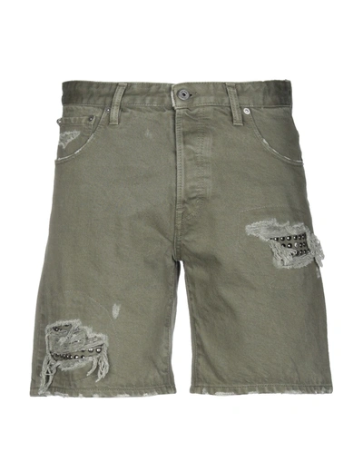 Just Cavalli Denim Bermudas In Military Green