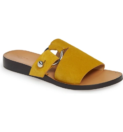 Rag & Bone Arc Flat Suede Slide Sandals In Mustard Suede