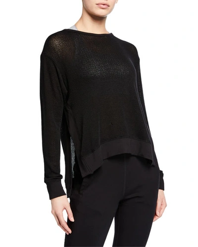 Alala Crane Knit Side-split Pullover Sweatshirt In Black