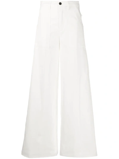 Department Five Stretch Cotton Palazzo Trousers In White
