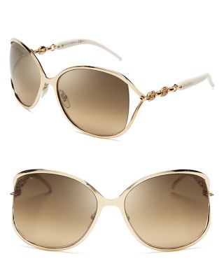 Gucci Chain Link Oversized Sunglasses, 60mm In Gold/brown Gradient ...