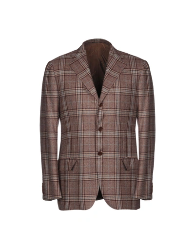 Kiton Suit Jackets In Cocoa