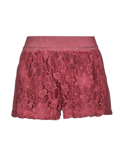 Happiness Woman Shorts & Bermuda Shorts Burgundy Size Xs Cotton, Elastane, Polyester In Red