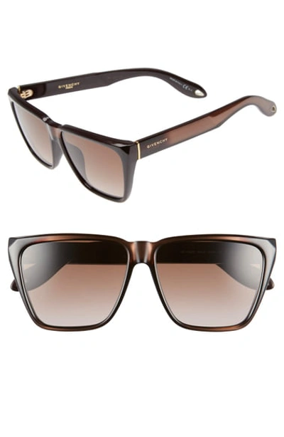 Givenchy Women's Square Sunglasses, 58mm In Brown/brown Gradient Mirror