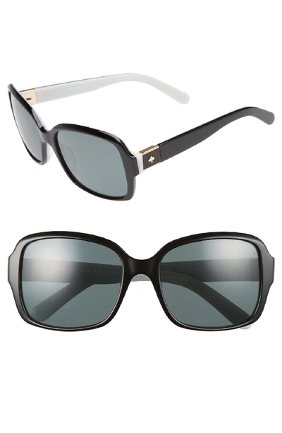 Kate Spade Annor 54mm Polarized Sunglasses - Black/ White In Black White/gray Polarized