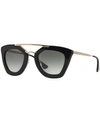 Prada Women's Brow Bar Cat Eye Sunglasses, 49mm In Black/gray Gradient