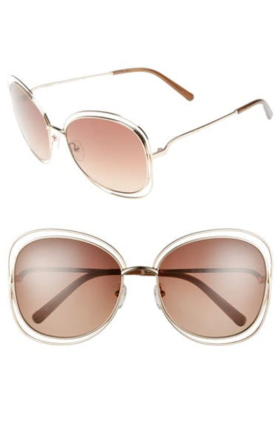 Chloé Women's Carlina Oversized Round Sunglasses, 60mm In Rose Gold