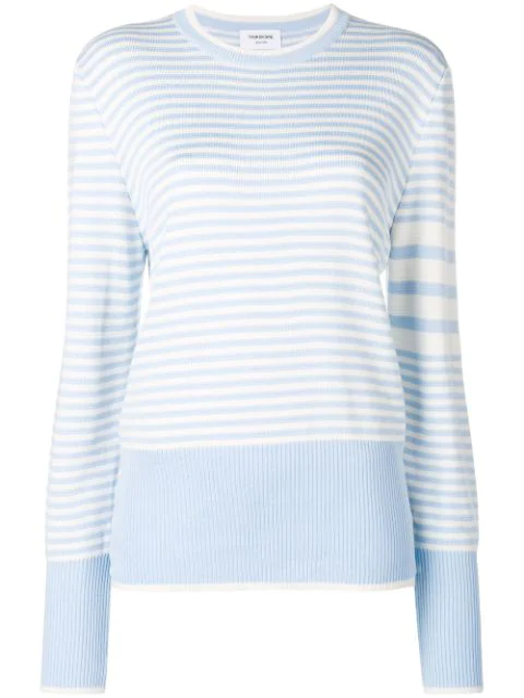 Thom Browne 4-bar Bicolor Stripe Silk Pullover In Blue | ModeSens