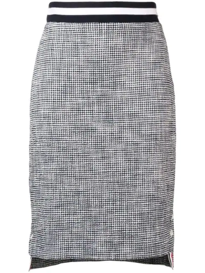 Thom Browne Textured Tweed Pencil Skirt In Blue