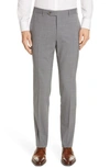 Canali Flat Front Classic Fit Solid Stretch Wool Dress Pants In Grey