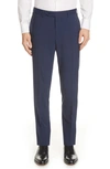 Canali Flat Front Classic Fit Solid Stretch Wool Dress Pants In Navy